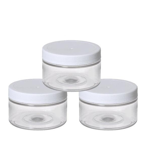 4 Oz. Clear Plastic PET (BPA Free) Jar w/ White Plastic Screw On