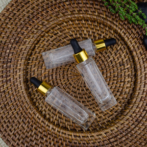 100 Pcs Clear Glass 30 ml LUXURY Dropper Bottle, Flat Glass 1 Oz Medicine Serum, 1 Oz Essential Oil Bottles Refillable