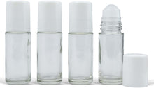 Load image into Gallery viewer, 4 Jumbo FROSTED 1 Oz  30mL Glass Rollerball Bottles with WHITE CAPS Roll-On Bottles Storage Essential Oil Perfume, Aromatherapy, Cologne, Roller Ball