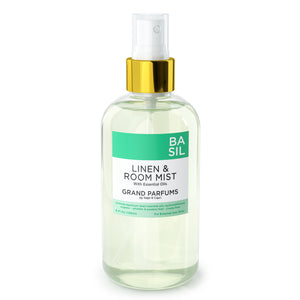 Organic Basil Spray Mist for Room, Linens and Body - by Sage & Capri for Grand Parfums - 240mL/8 Oz