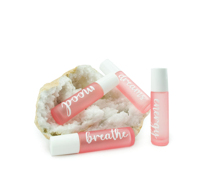 10 ml Blush Pink Labeled Roller Bottles w/white cap