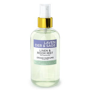 Organic Basil Spray Mist for Room, Linens and Body - by Sage & Capri for Grand Parfums - 240mL/8 Oz