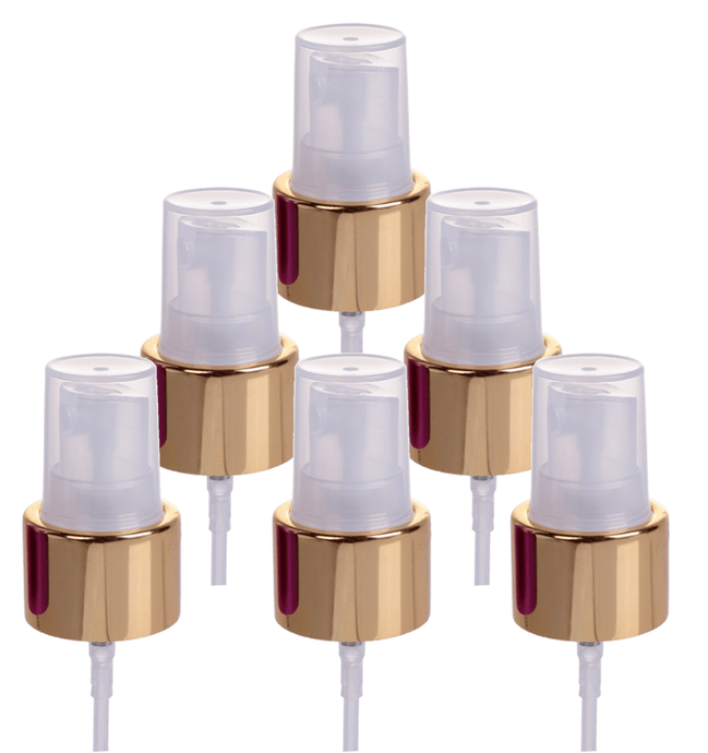 20/410 Shiny Gold and Natural Hooded FIne Mist Spray Sprayer Atomizer Caps Fit Our 1 and 2 Oz GLASS Boston Round Bottles and 4 Oz Cosmo Plastic Bottles 20-410