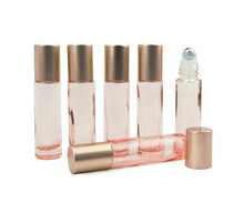 Load image into Gallery viewer, 144 10ml Clear Rose Gold Bottles with Stainless Steel Rollers and Rose Gold Caps