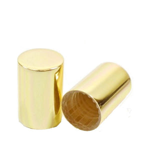 12 SHINY Solid GOLD Roll On Bottle CAPS Upscale Aluminum Lid for 5ml & 10ml Glass Roller Ball Bottle Essential Oil Perfume Lip Gloss Roll-on