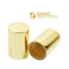 Load image into Gallery viewer, Bulk Wholesale 1000 Piece Lot SHINY Solid GOLD or SILVER Roll On Bottle Caps Aluminum Replacement Lid fit Std. 5ml/10ml Glass RollerBottles