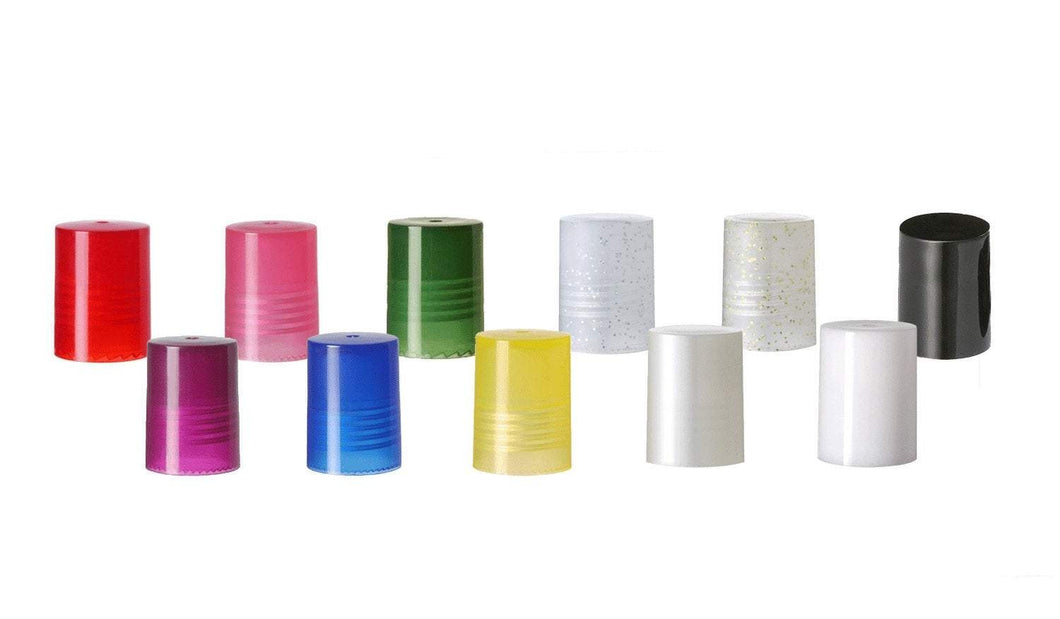 50 Colored Roll-On Bottle Replacement Rollertop Rollerball Caps Assorted White, Glitter, Red, Pink, Blue, Green, Yellow, Black, Purple Pearl
