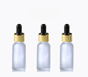 6 FROSTED 30ml Glass Bottles w/ Metallic Silver & White Dropper Pipette 1 Oz UPSCALE LUXURY Cosmetic Skincare Packaging, Serum Essential Oil
