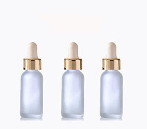 6 FROSTED 30ml Glass Bottles w/ Metallic Silver & Black Dropper Pipette 1 Oz UPSCALE LUXURY Cosmetic Skincare Packaging, Serum Essential Oil