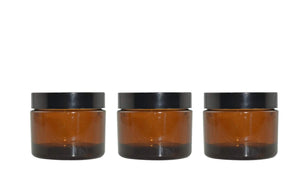 48 MINI 1/2 Oz Amber Thick Wall PET Plastic .5 Oz Jars w/Smooth Black Lids 15ml Travel Ointment, Balms, Salve Solid Perfume Sample Packaging