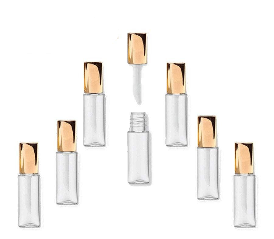 100 Mini Lip Gloss Tubes 1.2ml Metallic GOLD Wand Tops Quality Sampling Favors Private Label Cosmetic Packaging Lipstick Wholesale Pricing