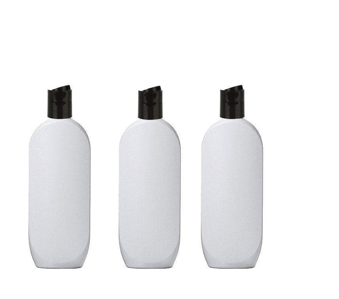 12 WHITE 8 Oz HDPE Plastic Bottles Black DISC Top 240ml Shampoo Lotion Body Cream Conditioner Wash Empty Private Label Packaging Container