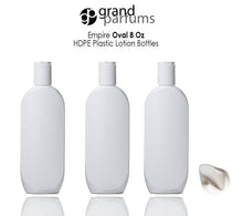 Load image into Gallery viewer, 6 WHITE 8 Oz HDPE Plastic Bottles Black DISC Top 240ml Shampoo Lotion Body Cream Conditioner Wash Empty Private Label Packaging Container