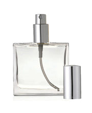 Load image into Gallery viewer, 1 LUXURY 100ml Fine Mist Atomizer Perfume Bottle Flat Square (Silver Sprayer &amp; Cap) 3.3 Oz 100 ml