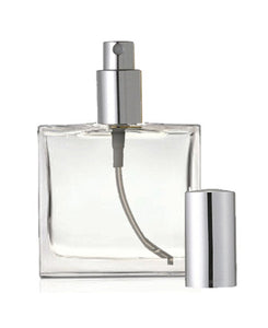1 LUXURY 100ml Fine Mist Atomizer Perfume Bottle Flat Square (Silver Sprayer & Cap) 3.3 Oz 100 ml
