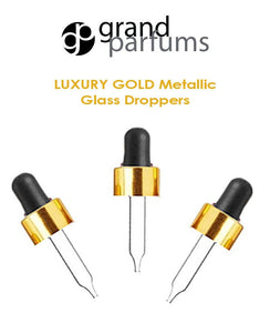 50 LUXURY Glass & Aluminum Metal Shell Dropper Caps SHINY or MATTE Gold/Silver 20-400 Private Label Cosmetic Pkg 30ml, 60ml (1 or 2 Oz Size)
