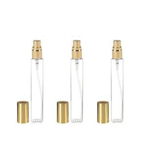 12 Slim Tall Clear Glass 15ml Fine Mist Perfume & Oil Atomizer Bottles 1/2 Oz 15 ml Shiny SILVER Metallic Spray Mist Cap Modern Style DIY