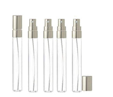 Load image into Gallery viewer, 12 LUXURY Long Slim 10ml Clear Glass Perfume Atomizers, Fine Mist Sprayer, 1/3 Oz Cologne Blends, Samples, Exculsive Private Label Packaging