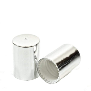 24 SHINY Solid SILVER Roll On Bottle CAPS Upscale Aluminum Lids fit 5ml, 10ml Glass Roller Ball Bottle Essential Oil Perfume Roll-on
