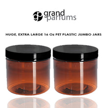 Load image into Gallery viewer, 3 PREMIUM Purple Xtra Large JUMBO 16 Oz Jars Hand Cream, Body Butter, Scrubs, Conditioner 240ml PET Hi Wall Plastic Jars w/ Smooth Black Cap