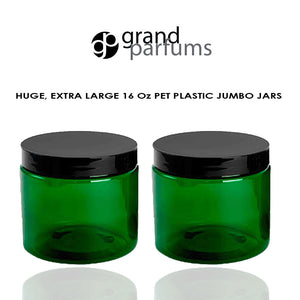 3 PREMIUM Purple Xtra Large JUMBO 16 Oz Jars Hand Cream, Body Butter, Scrubs, Conditioner 240ml PET Hi Wall Plastic Jars w/ Smooth Black Cap
