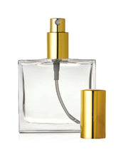 Load image into Gallery viewer, 1 LUXURY 100ml Fine Mist Atomizer Perfume Bottle Flat Square (Silver Sprayer &amp; Cap) 3.3 Oz 100 ml