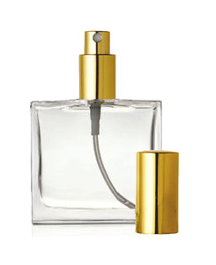 1 LUXURY 100ml Fine Mist Atomizer Perfume Bottle Flat Square (Silver Sprayer & Cap) 3.3 Oz 100 ml