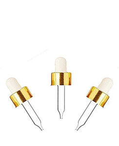 100 UPSCALE Glass & Aluminum Metal Shell Dropper Caps  SHINY or MATTE Gold or Silver 18-400 Private Label Cosmetic Pipettes 5ml, 10ml, 15ml