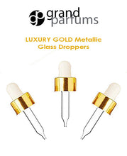 Load image into Gallery viewer, 50 LUXURY Glass &amp; Aluminum Metal Shell Dropper Caps SHINY or MATTE Gold/Silver 20-400 Private Label Cosmetic Pkg 30ml, 60ml (1 or 2 Oz Size)