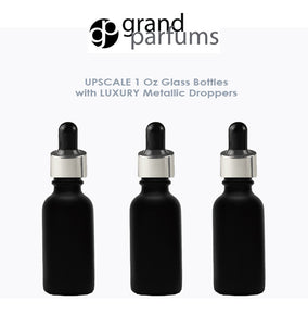 6 MATTE BLACK 30ml Glass Bottles w/ Metallic Gold & Black Dropper Pipette 1 Oz  LUXURY Cosmetic Skincare Packaging, Serum Essential Oil