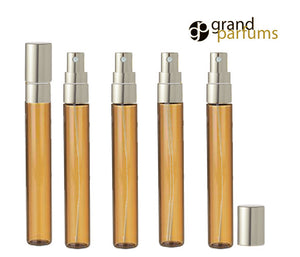 3 LUXURY Long Slim 10ml Clear Glass Perfume Atomizers, Fine Mist Sprayer, 1/3 Oz Cologne Blends, Samples, Exculsive Private Label Packaging