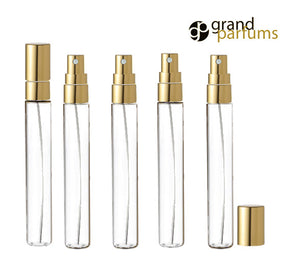 3 LUXURY Long Slim 10ml Clear Glass Perfume Atomizers, Fine Mist Sprayer, 1/3 Oz Cologne Blends, Samples, Exculsive Private Label Packaging