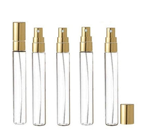 24 LUXURY Long Slim Glass 10ml Amber Perfume Atomizers, Fine Mist Sprayer, 1/3 Oz Cologne Blends, Samples, Exculsive Private Label Packaging