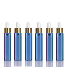 Load image into Gallery viewer, 5 Mini 10ml Glass Essential Oil Glass Dropper Bottles (1/3 Oz) Metallic RED Colors w/ UV Coating Shiny Metallic GOLD Glass Pipettes 10 ml