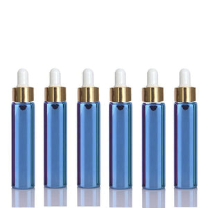 5 Mini 10ml Glass Essential Oil Glass Dropper Bottles (1/3 Oz) Metallic RED Colors w/ UV Coating Shiny Metallic GOLD Glass Pipettes 10 ml
