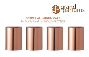 3 SHINY COPPER Roll On Bottle CAPS Upscale Metallic Lid for 5ml and 10ml Glass Roller Ball Bottles Essential Oil Perfume Lip Gloss Roll-on