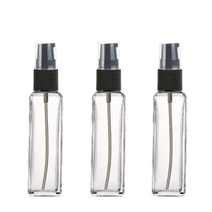 6 LUXURY Glass 30ml Bottles w/ Black Treatment Pumps 1 Oz Round Short Square Bottle w/ Treatment Pump Cosmetic Skincare Packaging Serum