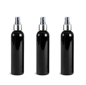 3 BPA Free Pet Plastic 8 Oz Purple (240ml) Cosmo Bottles w/ SILVER/Black Spray Cap for Perfume Essential Oil Blends Aromatherapy DIY