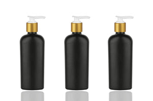 LUXURY BLACK MATTE OVaL 6 Oz Lotion Pump Bottles, HDPe Plastic w/ Matte Gold Smooth Pump 180ml Private Label Shampoo, Body Cream Masculine
