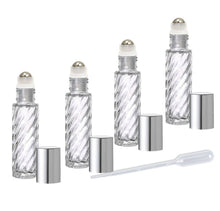 Load image into Gallery viewer, 12 CLEAR or Swirled 10mL Roller Bottles Metal Steel Rollers Copper Aluminum Caps