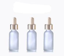 Load image into Gallery viewer, 1 FROSTED 30ml Glass Bottles w/ Metallic Gold Glass Dropper Pipette 1 Oz