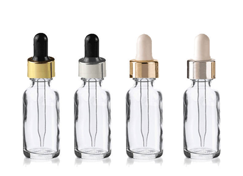 12 Clear Glass 30ml LUXURY Dropper Bottle, Empty Boston Round 1 Oz 30 ml