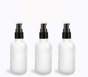 6 UPSCALE 30ml FROSTED Glass Bottles w/ Black Treatment Pumps 1 Oz Boston Round Bottle Refillable Pump Cosmetic Skincare Packaging Serum
