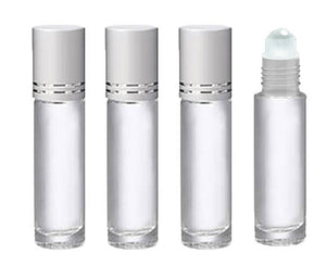 12 CLEAR 10mL DELUXE Bottles Glass or Steel Rollerballs, Pink, Turquoise, Black Gold or Silver Metallic Caps 1/3 Oz Essential Oil Perfume