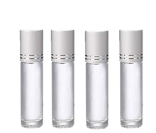 Load image into Gallery viewer, 12 Elegant 10ml Glass Roller Ball Bottles w/ Metallic GOLD or SILVER Caps Stainless Steel Rollers Perfume Aromatherapy Essential Oil Bottles
