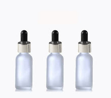 Load image into Gallery viewer, 100 FROSTED 60ml Glass Bottles w/ Metallic Gold Glass Dropper Pipette 2 Oz UPSCALE LUXURY Cosmetic Skincare Packaging, Serum Essential Oil