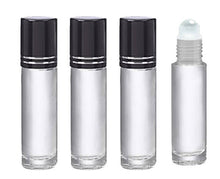 Load image into Gallery viewer, 12 CLEAR 10mL DELUXE Bottles Steel or Glass Rollerballs, Pink, Turquoise, Black Gold or Silver Metallic Caps 1/3 Oz Essential Oil Perfume