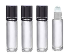 Load image into Gallery viewer, 12 CLEAR 10mL DELUXE Bottles Glass or Steel Rollerballs, Pink, Turquoise, Black Gold or Silver Metallic Caps 1/3 Oz Essential Oil Perfume