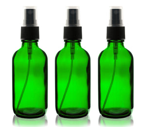 3 FROSTED CLEAR 4 Oz GLASS Boston Round Bottles Essential Oil Linen Spray Perfume Fine Mist  w/ Plastic Ribbed Cap Diy Bath Body 120ml