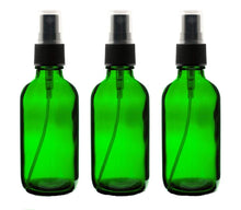 Load image into Gallery viewer, 3 BLUE 4 Oz GLASS Boston Round Bottles Essential Oil, Linen Spray, Perfume Fine Mist Sprayers with Plastic RIBBED Caps Diy Bath Body 120ml